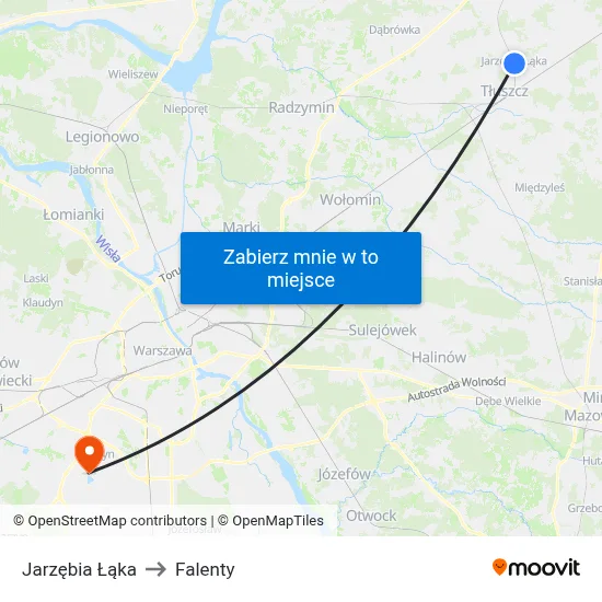 Jarzębia Łąka to Falenty map