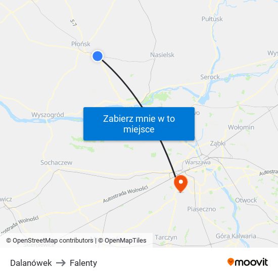 Dalanówek to Falenty map