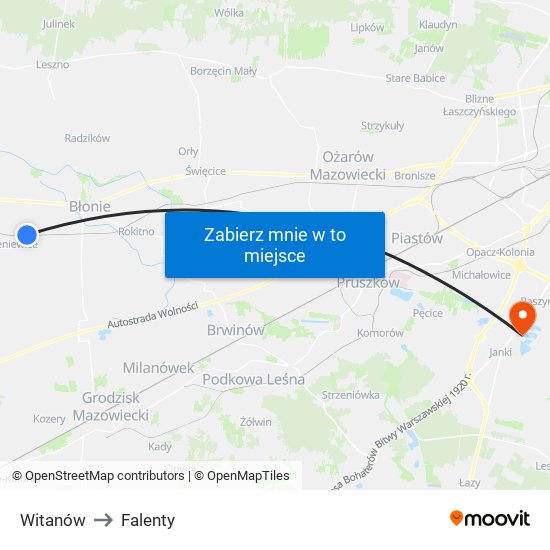 Witanów to Falenty map