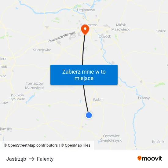 Jastrząb to Falenty map