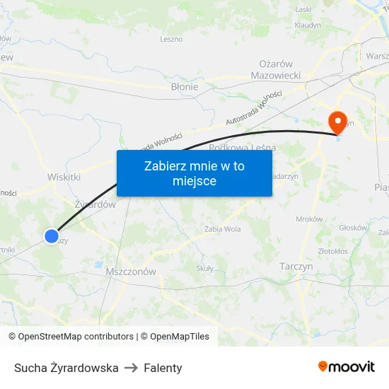 Sucha Żyrardowska to Falenty map