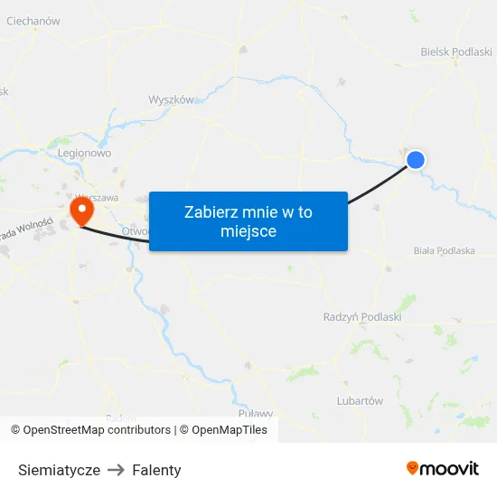 Siemiatycze to Falenty map