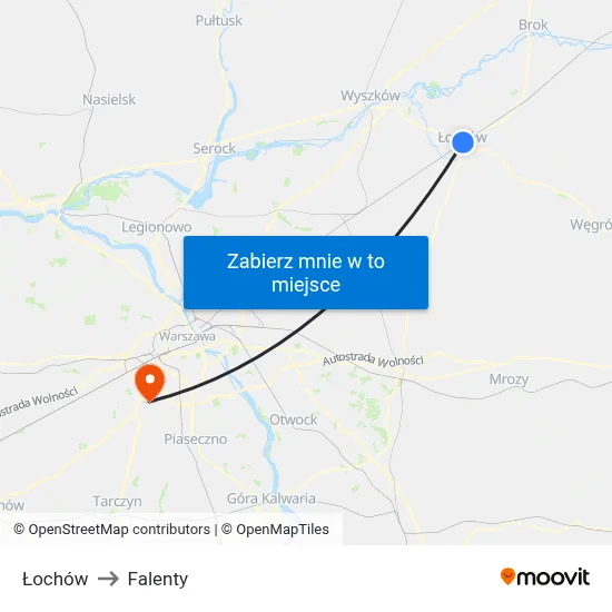 Łochów to Falenty map