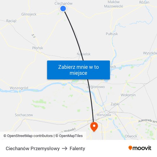 Ciechanów Przemysłowy to Falenty map