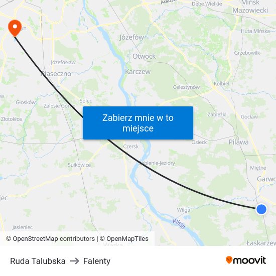 Ruda Talubska to Falenty map