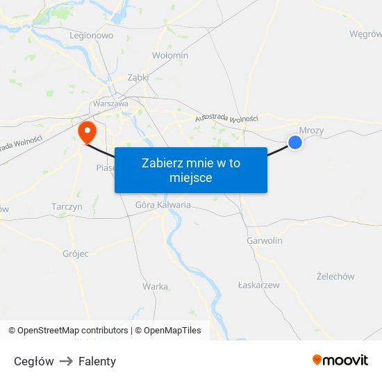 Cegłów to Falenty map