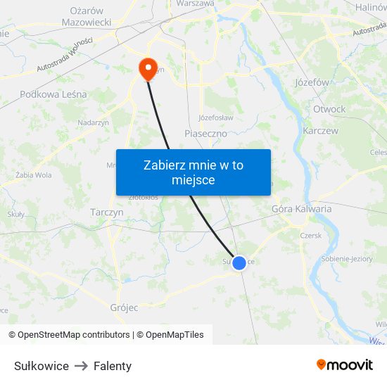 Sułkowice to Falenty map
