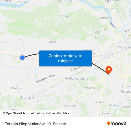 Teresin-Niepokalanów to Falenty map