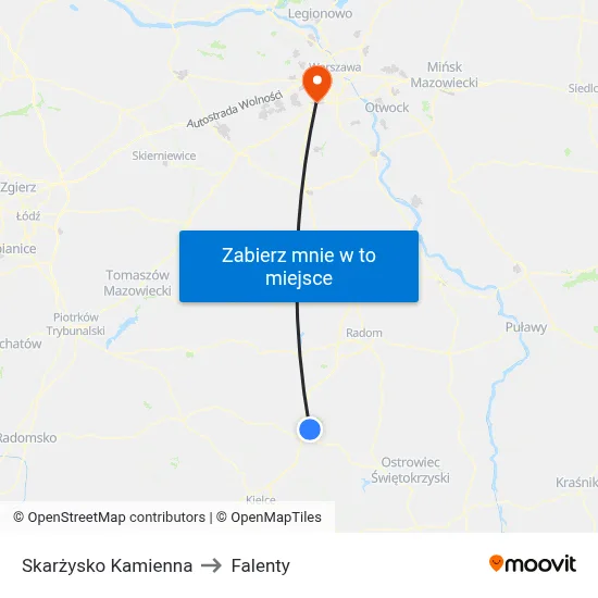 Skarżysko Kamienna to Falenty map