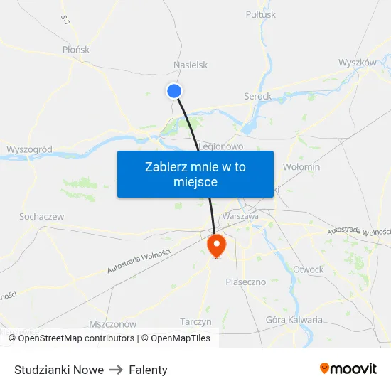 Studzianki Nowe to Falenty map