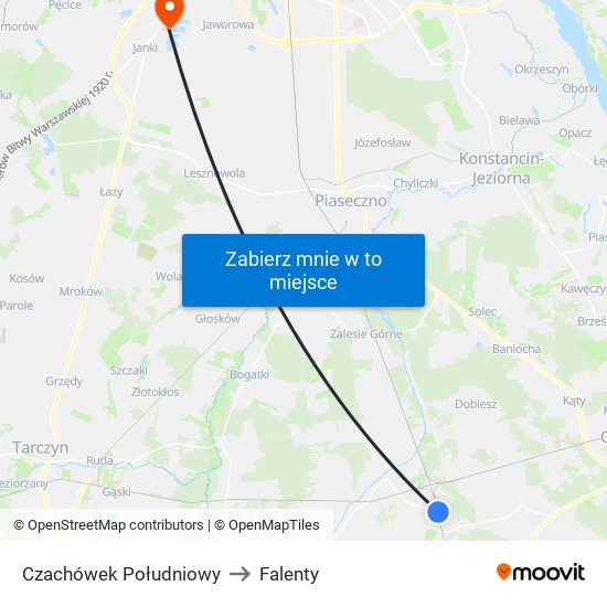 Czachówek Południowy to Falenty map