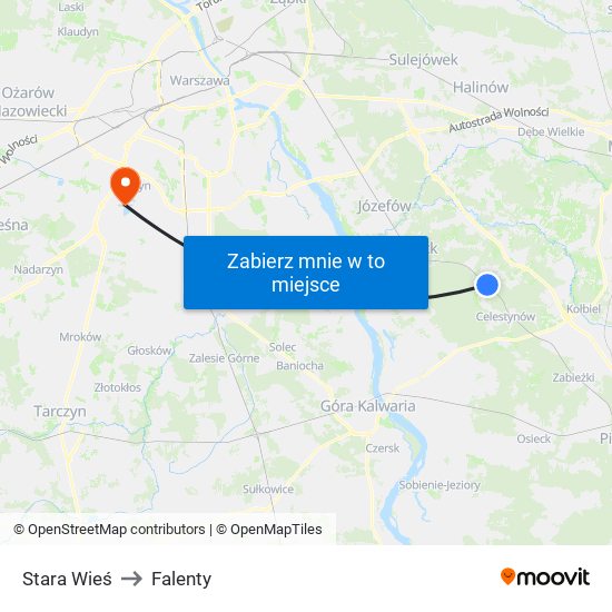 Stara Wieś to Falenty map