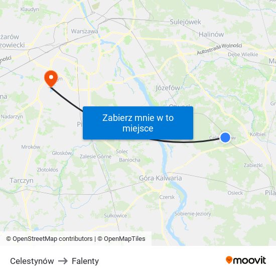 Celestynów to Falenty map