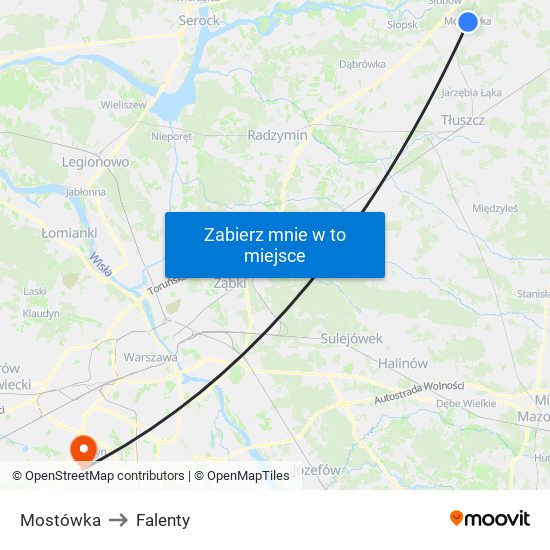 Mostówka to Falenty map