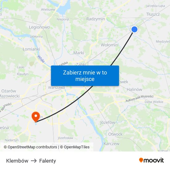 Klembów to Falenty map