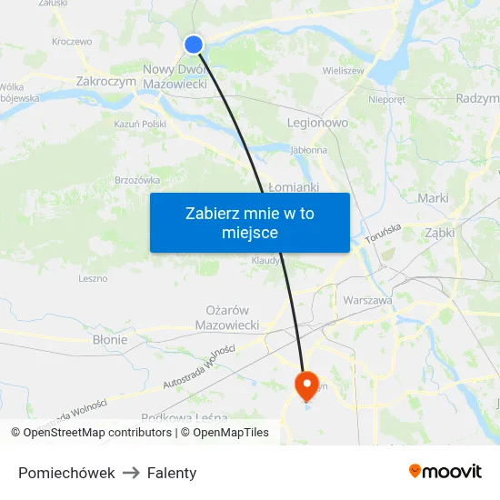 Pomiechówek to Falenty map
