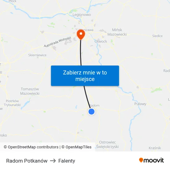 Radom Potkanów to Falenty map