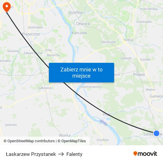 Łaskarzew Przystanek to Falenty map