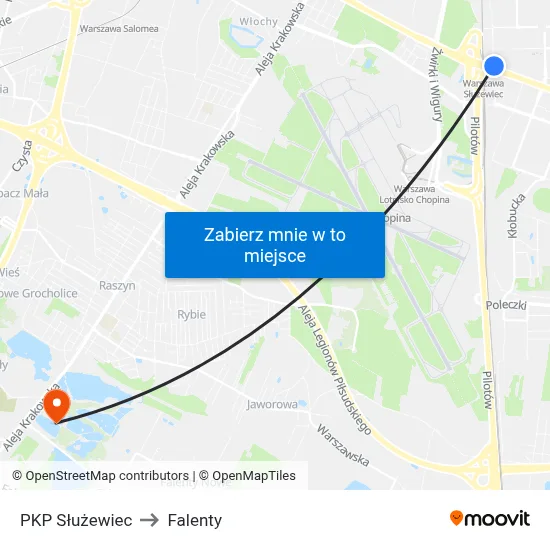 PKP Służewiec to Falenty map