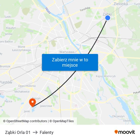 Ząbki Orla 01 to Falenty map