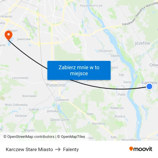 Karczew Stare Miasto to Falenty map