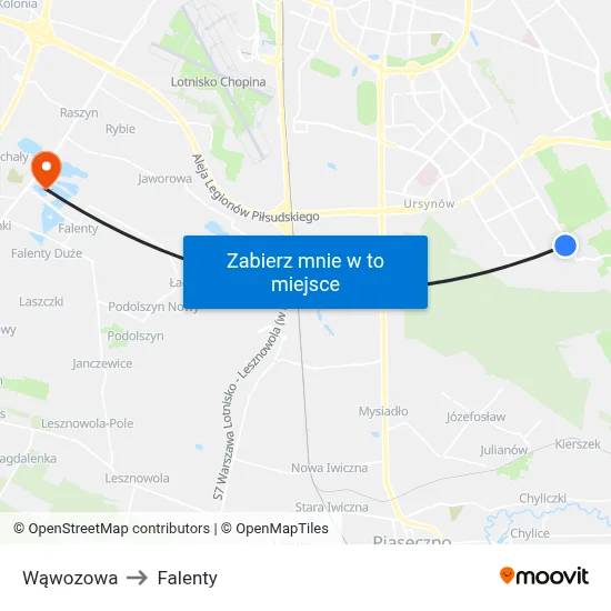 Wąwozowa to Falenty map