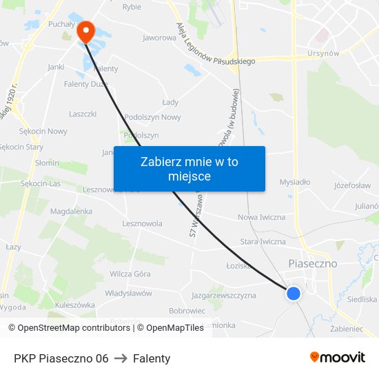 PKP Piaseczno 06 to Falenty map