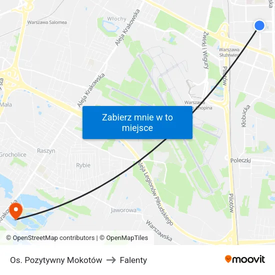 Os. Pozytywny Mokotów to Falenty map