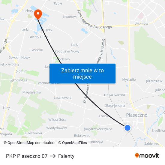 PKP Piaseczno 07 to Falenty map