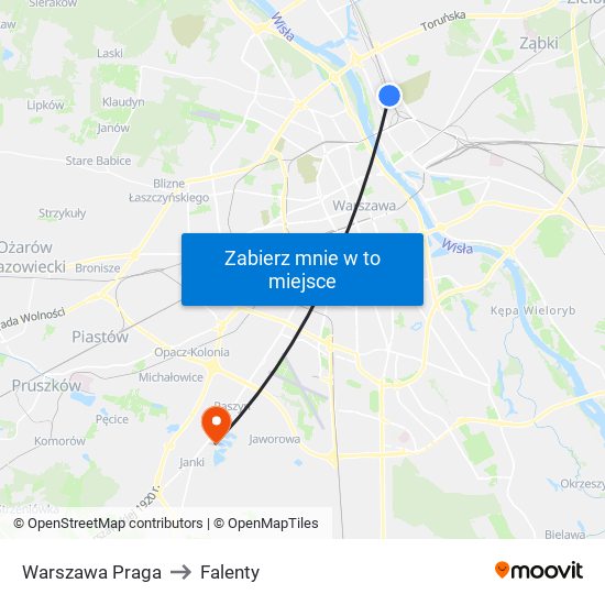 Warszawa Praga to Falenty map