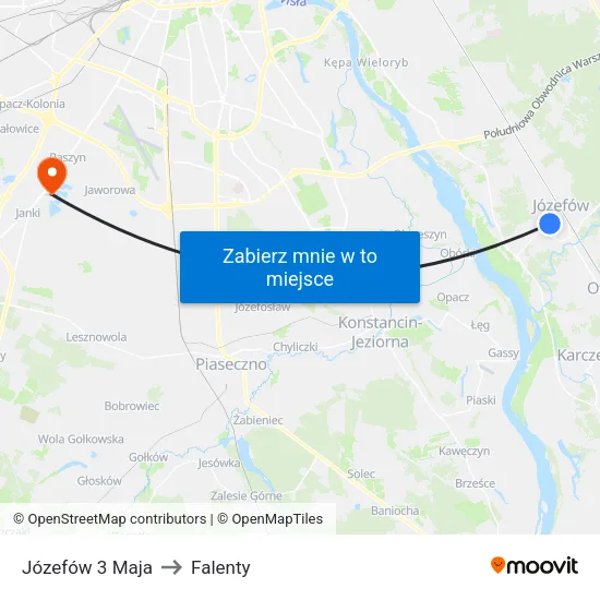 Józefów 3 Maja to Falenty map
