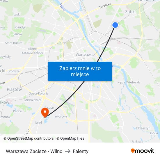 Warszawa Zacisze - Wilno to Falenty map