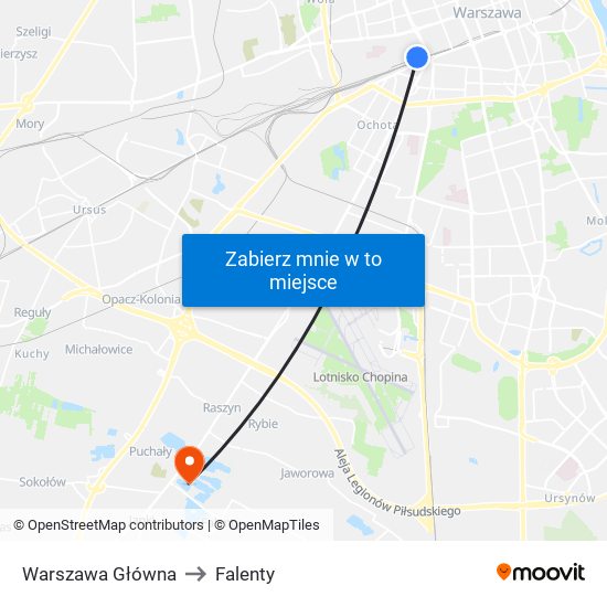 Warszawa Główna to Falenty map