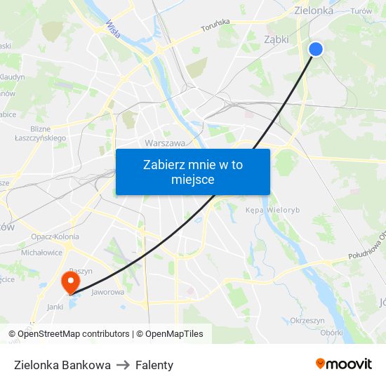 Zielonka Bankowa to Falenty map