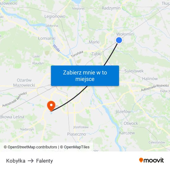 Kobyłka to Falenty map