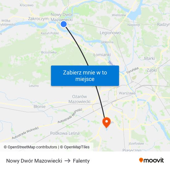 Nowy Dwór Mazowiecki to Falenty map