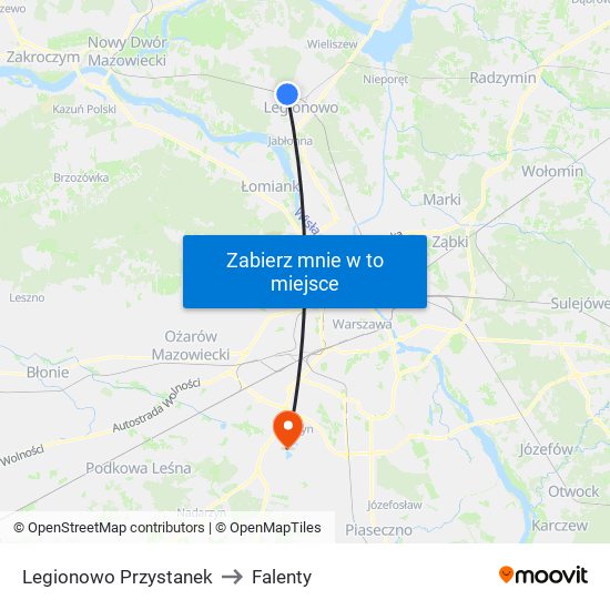 Legionowo Przystanek to Falenty map