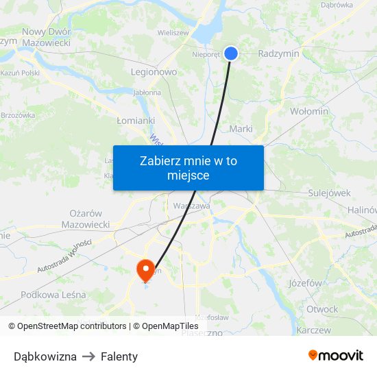 Dąbkowizna to Falenty map