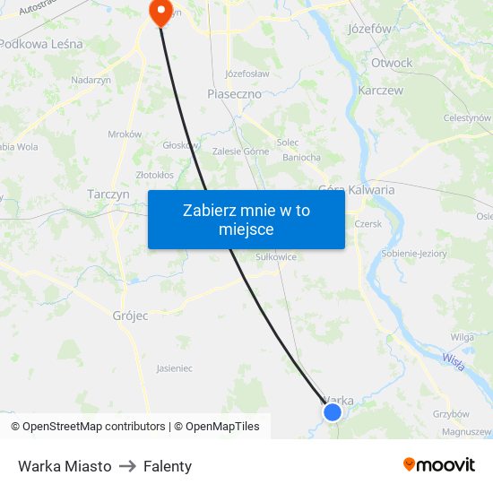 Warka Miasto to Falenty map
