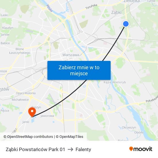 Ząbki Powstańców Park 01 to Falenty map