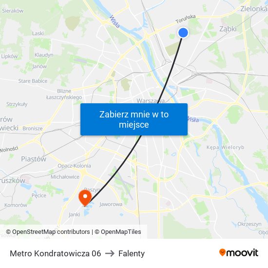 Metro Kondratowicza 06 to Falenty map