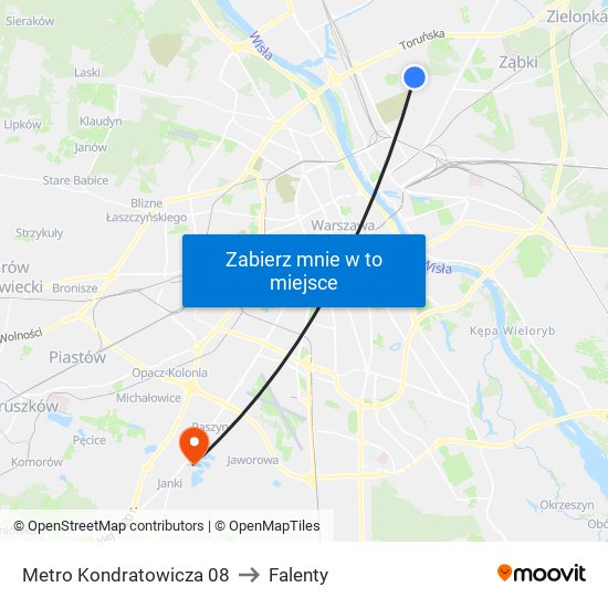 Metro Kondratowicza 08 to Falenty map