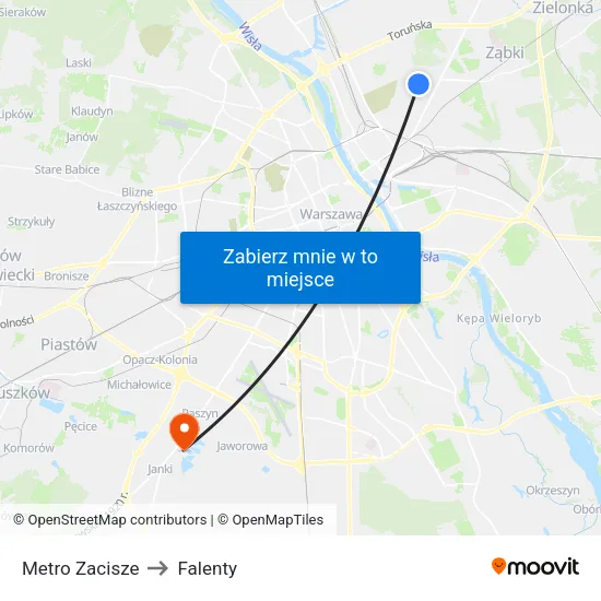 Metro Zacisze to Falenty map