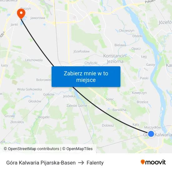 Góra Kalwaria Pijarska - Basen to Falenty map