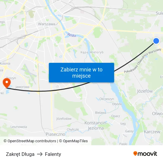 Zakręt Długa to Falenty map