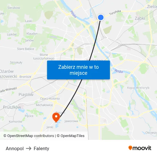 Annopol to Falenty map