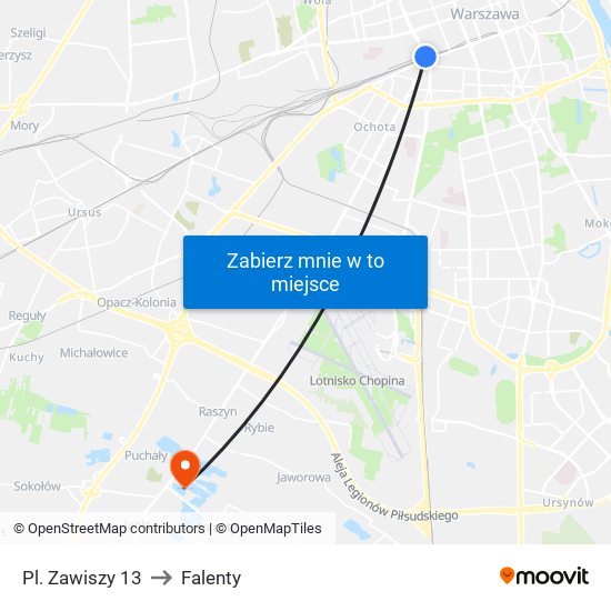 Pl. Zawiszy to Falenty map