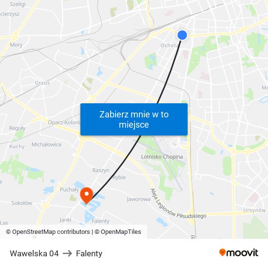 Wawelska 04 to Falenty map