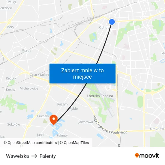 Wawelska to Falenty map