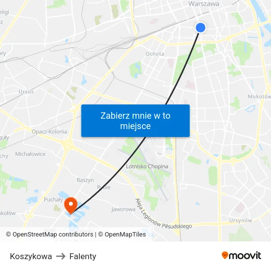 Koszykowa to Falenty map